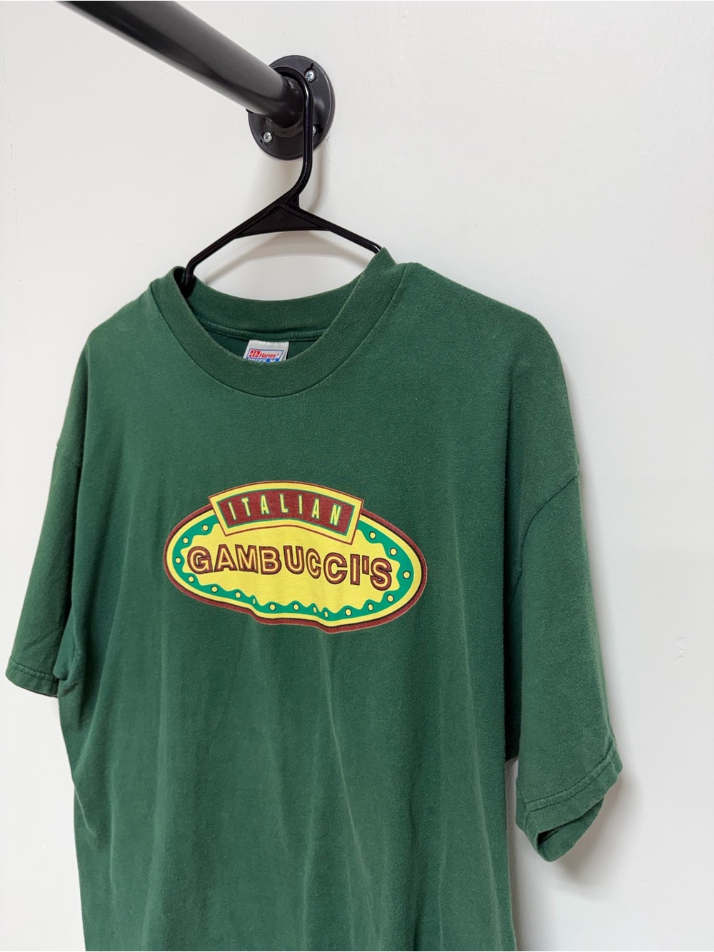 Vintage Gambucci’s Italian Restaurant Hanes Beefy-T Green T Shirt XL
